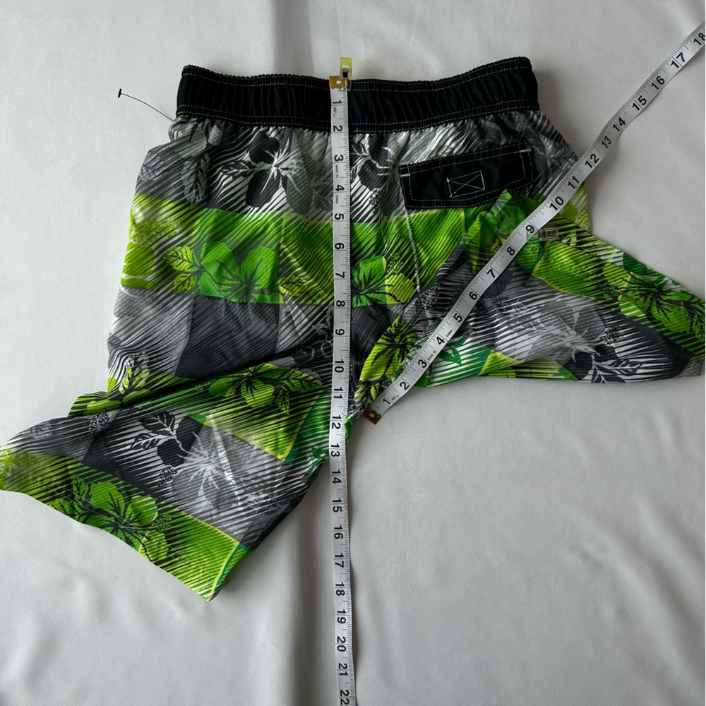 Boys Floral Green and Black Swim Shorts - Picture 5 of 9